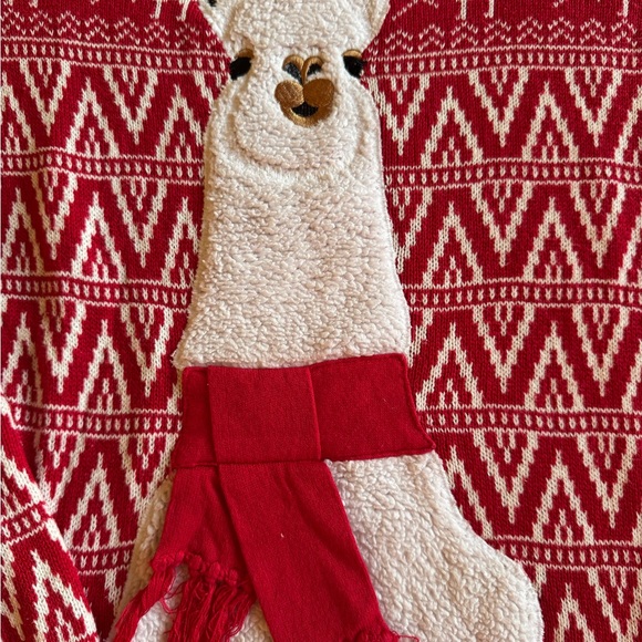 Red Llama Pattern Sweater - Picture 2 of 4